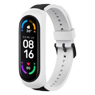 Strap Dual Color Replacement För Xiaomi Mi Band 6 / 5 / 4 / 3 - Vit / Svart