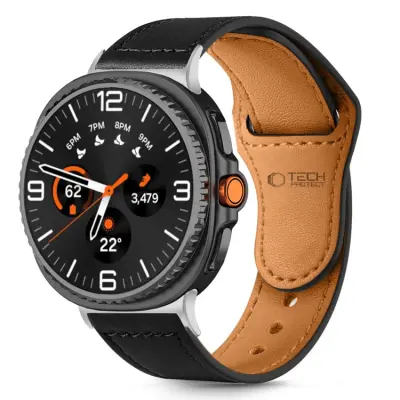 Tech-Protect Galaxy Watch 8/Classic (40/44/46mm) Armband Läder Fit - Svart