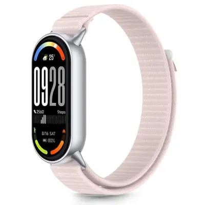 Tech-Protect Xiaomi Smart Band 8/9/10/NFC Armband Nylon Stripe - Rosa/Grå