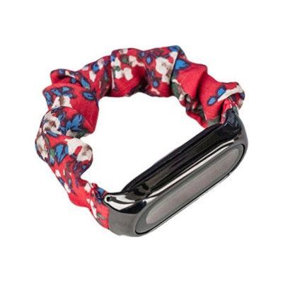 Xiaomi Mi Band 3/4/5/6 Armband Elastic Scrunchies - Röd Floral