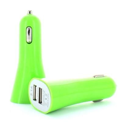 Ladda två enheter samtidigt med Daul Port USB billaddare (Grön)