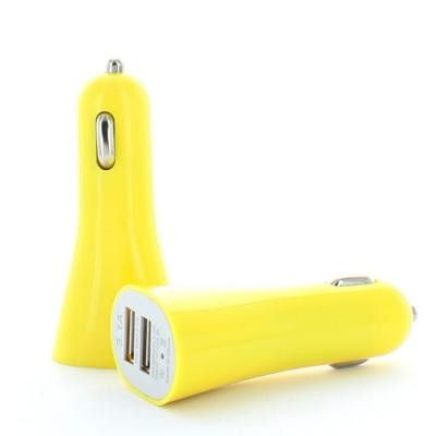 Ladda två enheter samtidigt med Daul Port USB billaddare (Gul)