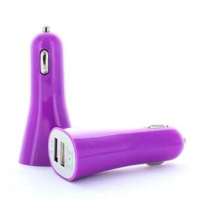 Ladda två enheter samtidigt med Daul Port USB billaddare (Lila)