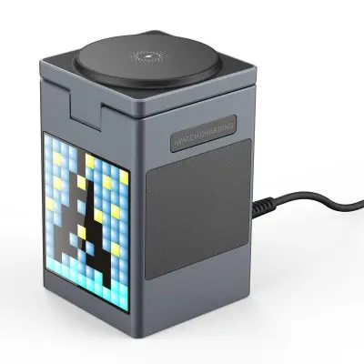 15W 6-i-1 Magnetisk Trådlös Laddare med Bluetooth-högtalare (Svart)