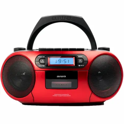 AIWA Kassettradio CD/FM-Radio/Kassettband/USB/BT - Röd