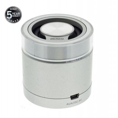 DELTACO Bluetooth högtalare med 500mAh lithium batteri - Silver