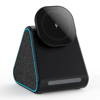 DM-23 15W Trådlös laddare med telefonställ och Bluetooth-högtalare