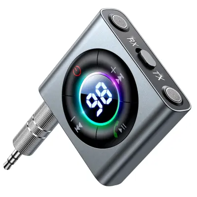 Joyroom JR-CB2 Bluetooth AUX-Sändare För Bil, TV - Grå
