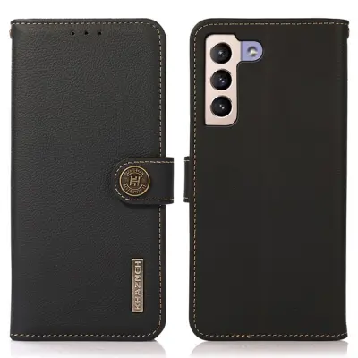 KHAZNEH Galaxy S23 Plus Plånboksfodral Äkta Läder RFID - Svart