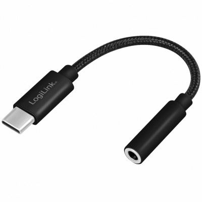 LOGILINK USB-C 3.5mm-ljudadapter m DAC 13cm nylonkabel