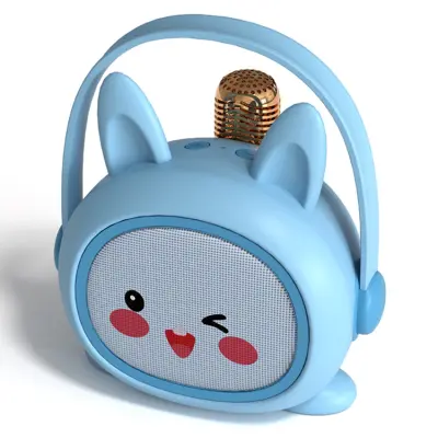 Tecknad Barnkaraoke Högtalare med Mikrofon Set K19 - Blå kanin