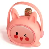 Tecknad Barnkaraoke Högtalare med Mikrofon Set K19 - Rosa kanin