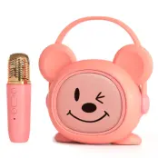 Tecknad Barnkaraoke Högtalare med Mikrofon Set K19 - Rosa mus