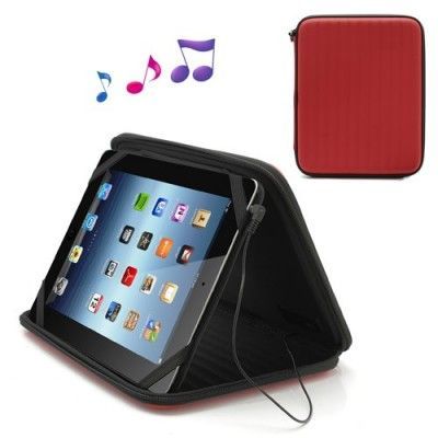 Universalt Tablet-fodral med inbyggd högtalare - Röd