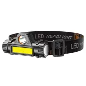 4in1 Huvud Ficklampa LED med Magnet och Batteri - Svart