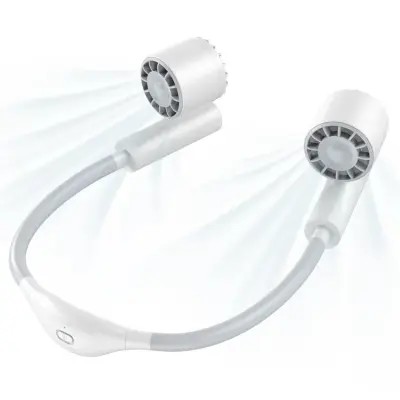 Bärbar USB-Hängande Minihalsfläkt - Vit