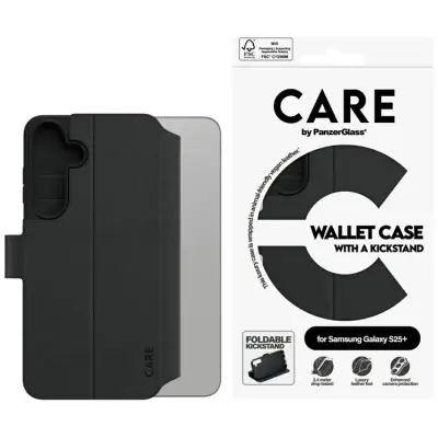 Care by PanzerGlass Galaxy S25 Plus Plånboksfodral Kickstand - Svart