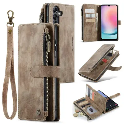 CASEME Galaxy A24 4G Plånboksfodral C30 Zipper - Brun