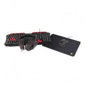 Deltaco 4-in-1 Kit Headset, tangentbord, mus + musmatta, svart