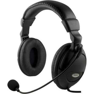 Deltaco headset med mikrofon, volymkontroll på kabeln - Svart