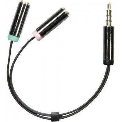 Deltaco Ljudadapter PC-headset till iPhone-kontakt - Svart