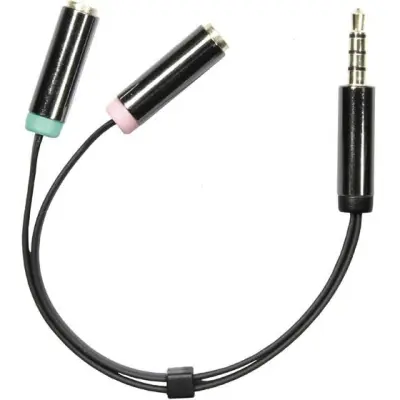 Deltaco Ljudadapter PC-headset till iPhone-kontakt - Svart