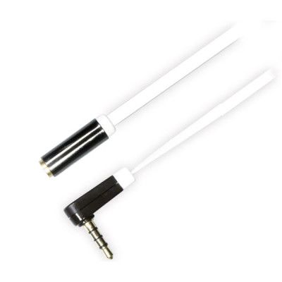 DELTACO ljudkabel, vinklad 3,5mm ha till 3,5mm ho, 4-pin, 0,5m, vit