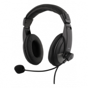 DELTACO over-ear headset med volymkontroll, 4-polig 3,5mm, svart