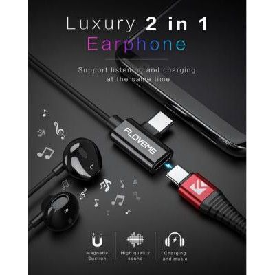 Floveme 2 in 1 Type C Headset - Svart