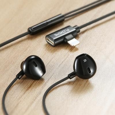 Floveme Lightning Hörlurar med extra lightning uttag - Svart