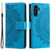 Galaxy A24 4G Plånboksfodral Imprinted Mandala Flower - Blå