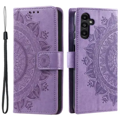 Galaxy A24 4G Plånboksfodral Imprinted Mandala Flower - Lila