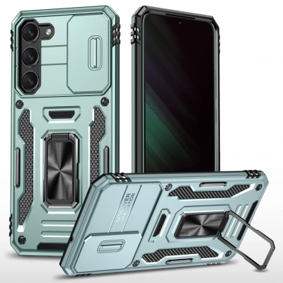 Galaxy S24 Mobilskal Kickstand med Linskydd - Turkos