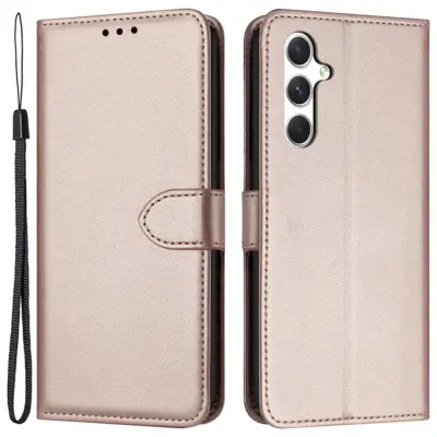 Galaxy S25 Plånboksfodral Strap - Rosa Guld