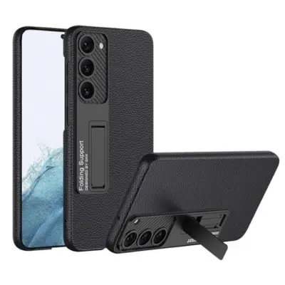 GKK Galaxy S23 Mobilskal Kickstand PU-Läder - Svart
