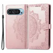 Google Pixel 10/10 Pro Plånboksfodral Mandala Flower - Rosa Guld