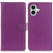 iPhone 17 Plånboksfodral Litchi Texture - Lila