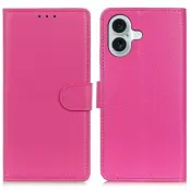 iPhone 17 Plånboksfodral Litchi Texture - Rosa