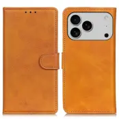 iPhone 17 Pro Max Plånboksfodral Cowhide Texture - Brun