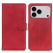 iPhone 17 Pro Max Plånboksfodral Cowhide Texture - Röd