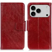 iPhone 17 Pro Plånboksfodral Nappa Texture - Röd