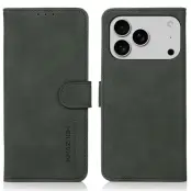 Khazneh iPhone 17 Pro Max Plånboksfodral Läder - Grön