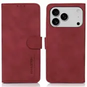 Khazneh iPhone 17 Pro Max Plånboksfodral Läder - Röd