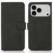 Khazneh iPhone 17 Pro Max Plånboksfodral Läder - Svart