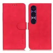 Khazneh Sony Xperia 1 VII Konstläder Plånboksfodral Retro Texture - Röd