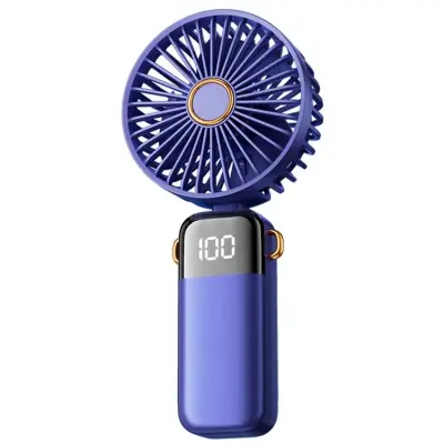 Kraftfull Handhållen Fläkt med Digital Skärm 1200mAh - Blå