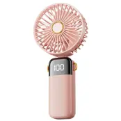 Kraftfull Handhållen Fläkt med Digital Skärm 1200mAh - Rosa