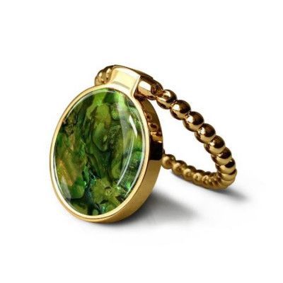 Metall Ringhållare till Mobiltelefon - Grön Shell Guld Buckle