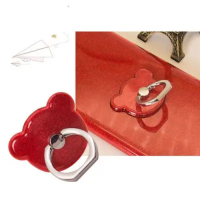 NalleBjörn Glitter Ringhållare till Mobiltelefon  - Röd