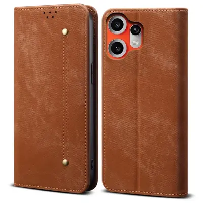 Nothing CMF Phone 2 Pro Konstläder Plånboksfodral Jeans Cloth Texture - Brun